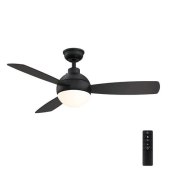 Alisio 44 In Led Matte Black Ceiling Fan With Light And Remote Control
