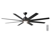 Kensgrove 72 In Led Matte Black Ceiling Fan With Light And Remote Control