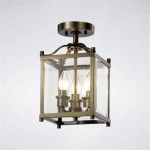 Aston 3 Light Semi Flush Ceiling Lantern In Antique Brass Finish